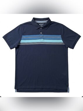 Old Navy Men’s Striped Polo Shirt Large Navy Blue Classiccore